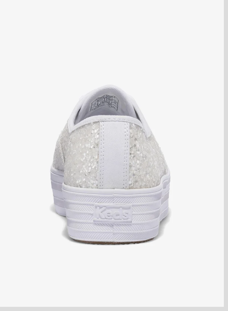 Keds Keds Women's Point Lace Up Platform Glitter Casual Sneaker White